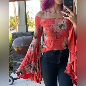 Free People Flowy Sleeve Blouse, off the shoulder